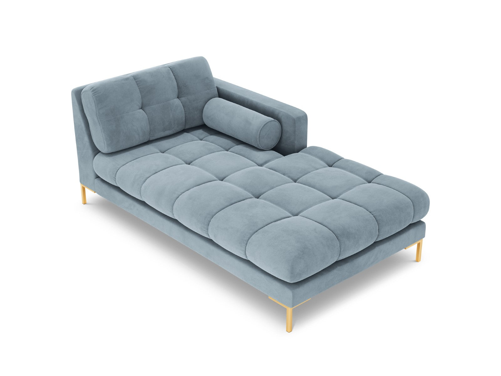 Cosmopolitan Design - Chaise longue destra "Bali" in velluto azzurro 