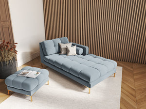 Cosmopolitan Design - Chaise longue destra "Bali" in velluto azzurro 