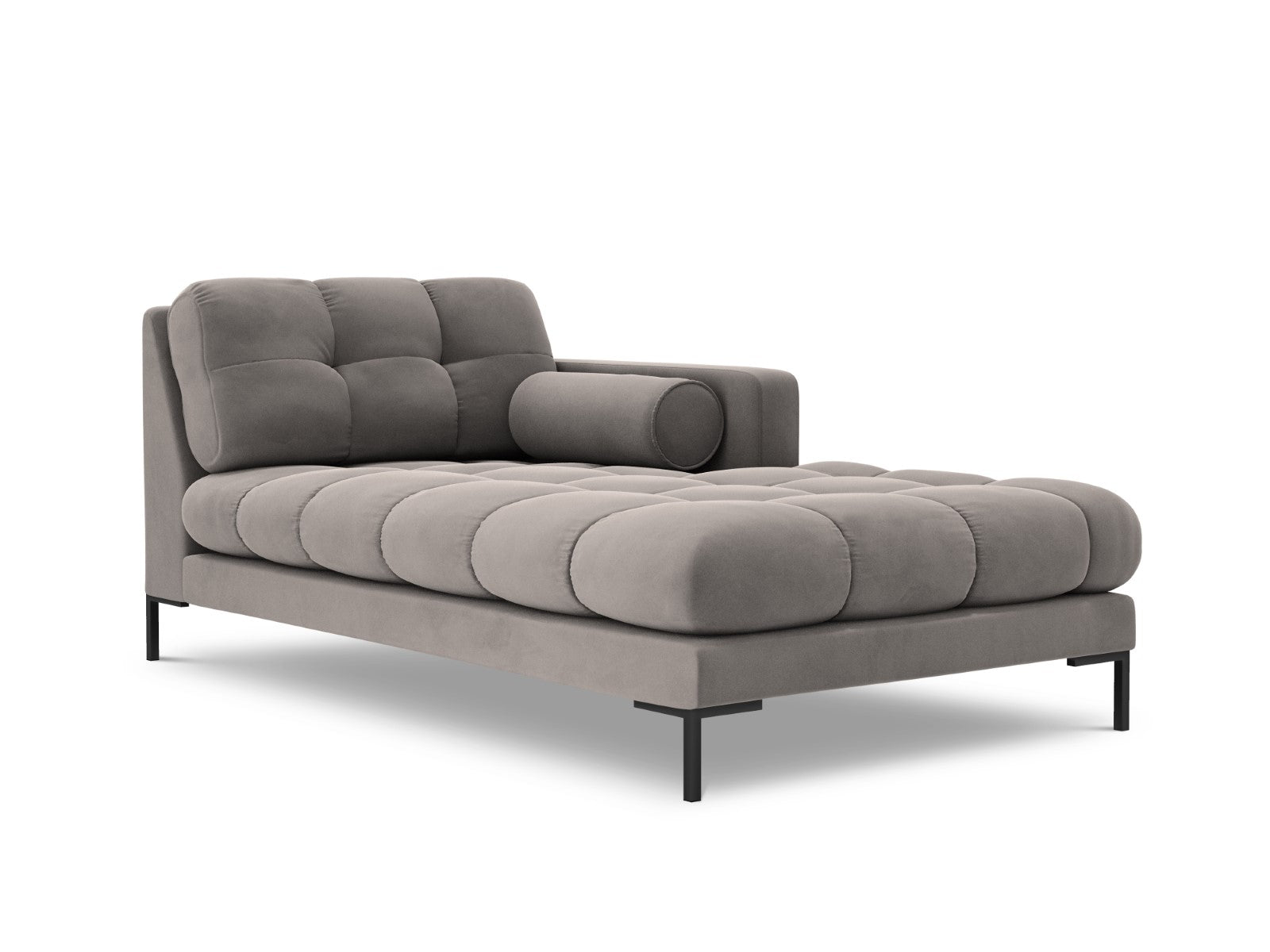 Cosmopolitan Design - Chaise longue destra "Bali" in velluto grigio chiaro 