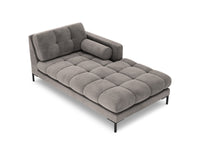 Cosmopolitan Design - Chaise longue destra "Bali" in velluto grigio chiaro 