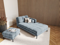 Cosmopolitan Design - Chaise longue destra "Bali" in velluto azzurro 