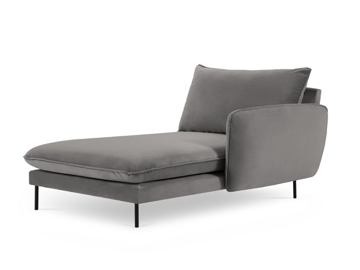 Cosmopolitan Design - Chaise longue destra "Vienna" in velluto grigio chiaro 