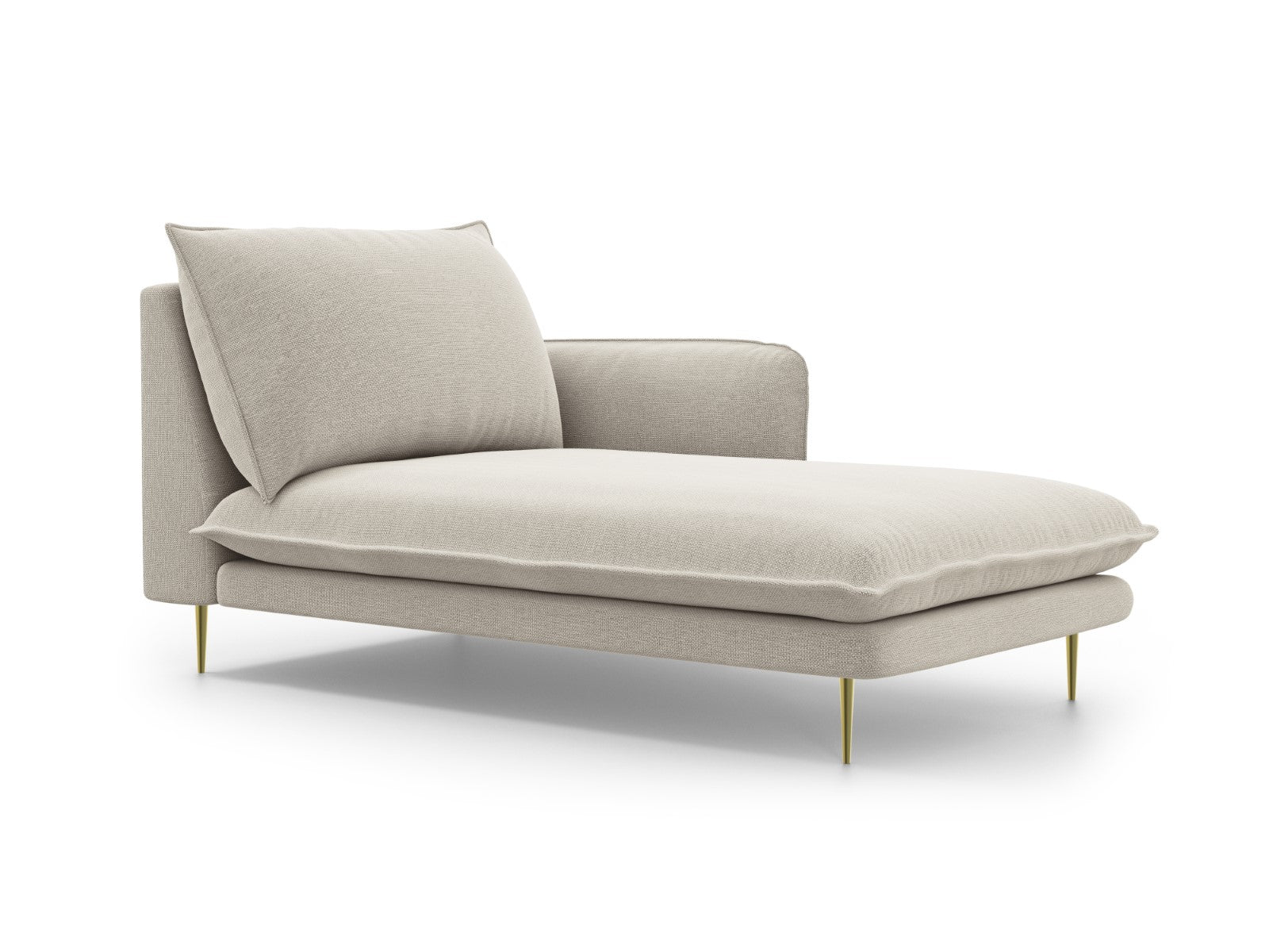 Cosmopolitan Design - Chaise longue destra "Vienna" in tessuto strutturato beige chiaro 