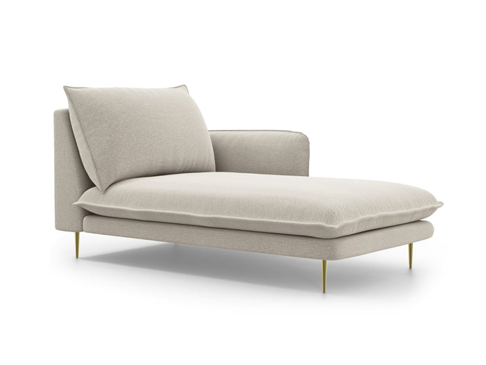 Cosmopolitan Design - Chaise longue destra "Vienna" in tessuto strutturato beige chiaro 