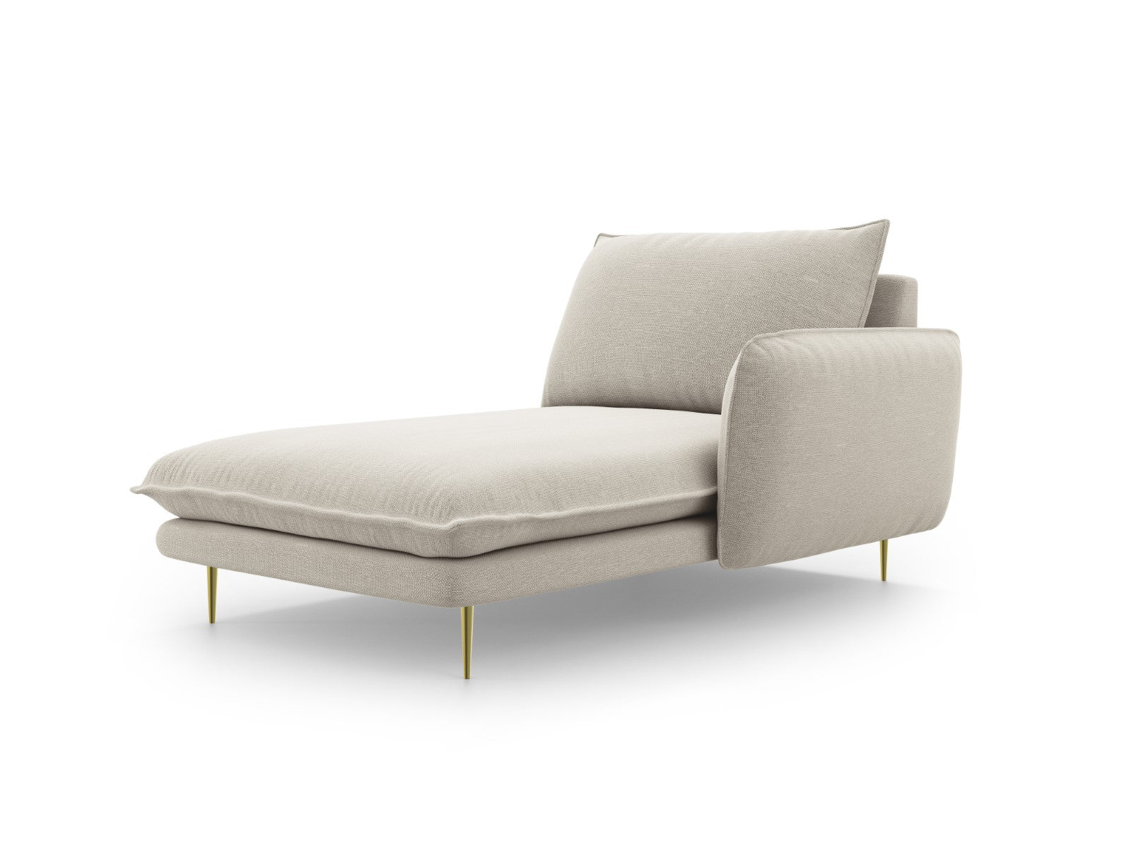 Cosmopolitan Design - Chaise longue destra "Vienna" in tessuto strutturato beige chiaro 
