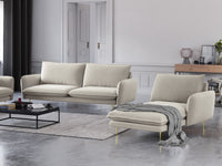 Cosmopolitan Design - Chaise longue destra "Vienna" in tessuto strutturato beige chiaro 
