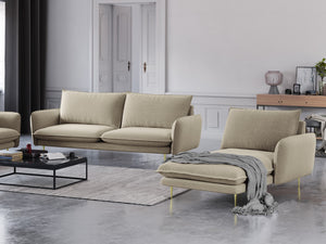 Cosmopolitan Design - Chaise longue destra "Vienna" in tessuto strutturato beige 
