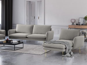 Cosmopolitan Design - Chaise longue destra "Vienna" in tessuto strutturato grigio chiaro 
