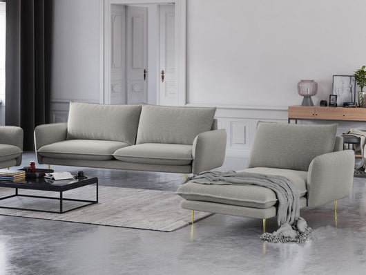 Cosmopolitan Design - Chaise longue destra "Vienna" in tessuto strutturato grigio chiaro 