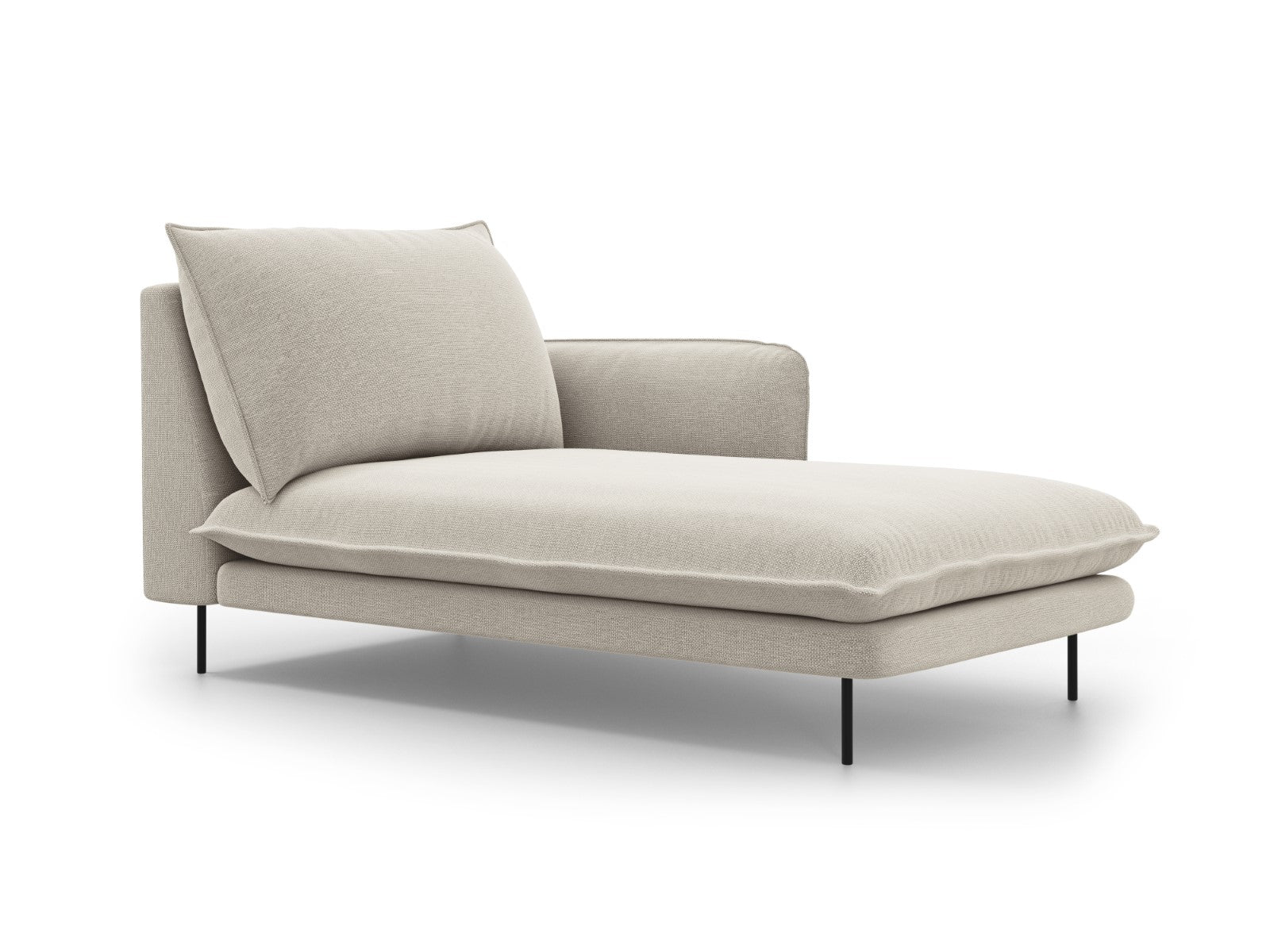 Cosmopolitan Design - Chaise longue destra "Vienna" in tessuto strutturato beige chiaro 