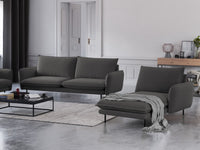 Cosmopolitan Design - Chaise longue destra "Vienna" in tessuto strutturato grigio scuro 