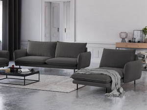 Cosmopolitan Design - Chaise longue destra "Vienna" in tessuto strutturato grigio scuro 