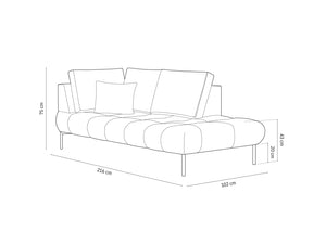 Cosmopolitan Design - Chaise longue destra "Hastings" 2 posti in velluto blu reale 