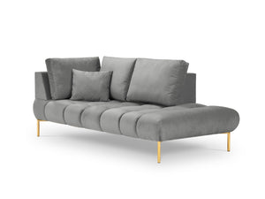 Cosmopolitan Design - Chaise longue destra "Hastings" 2 posti in velluto grigio 