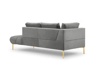 Cosmopolitan Design - Chaise longue destra "Hastings" 2 posti in velluto grigio 