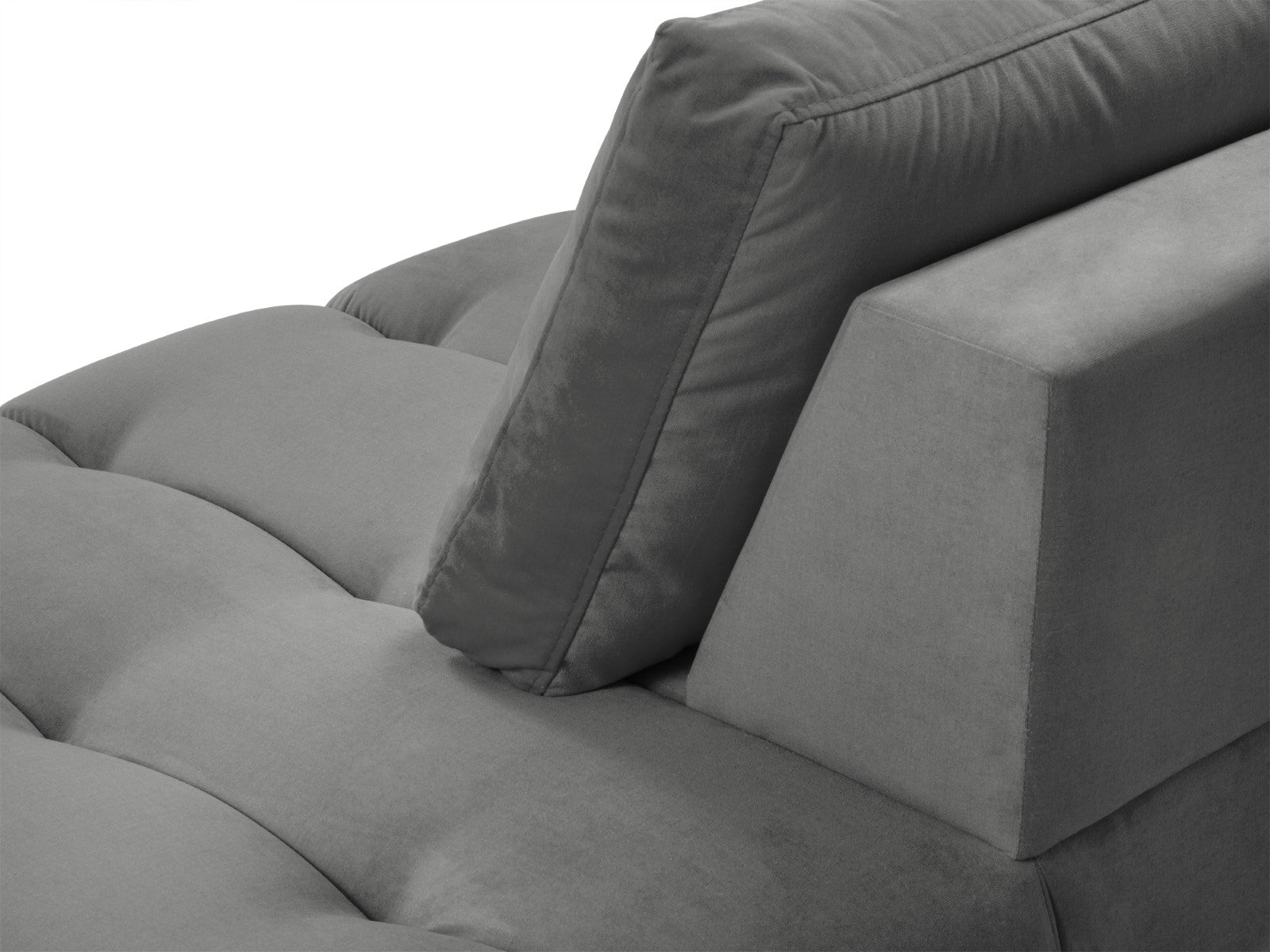 Cosmopolitan Design - Chaise longue destra "Hastings" 2 posti in velluto grigio 