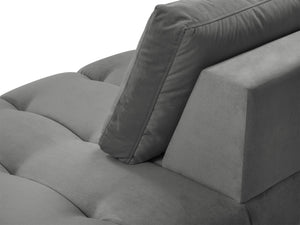 Cosmopolitan Design - Chaise longue destra "Hastings" 2 posti in velluto grigio 