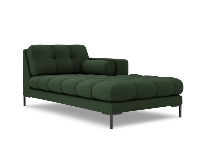 Cosmopolitan Design - Chaise longue destra "Bali" in tessuto strutturato verde scuro 
