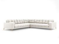 Cosmopolitan Design - Divano angolare reversibile "Bali" 6 posti in tessuto strutturato beige chiaro 