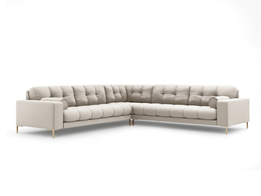 Cosmopolitan Design - Divano angolare reversibile "Bali" 6 posti in tessuto strutturato beige 