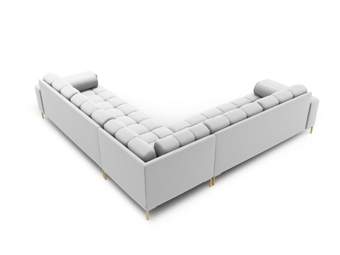 Cosmopolitan Design - Divano angolare reversibile "Bali" 6 posti in tessuto strutturato grigio chiaro 