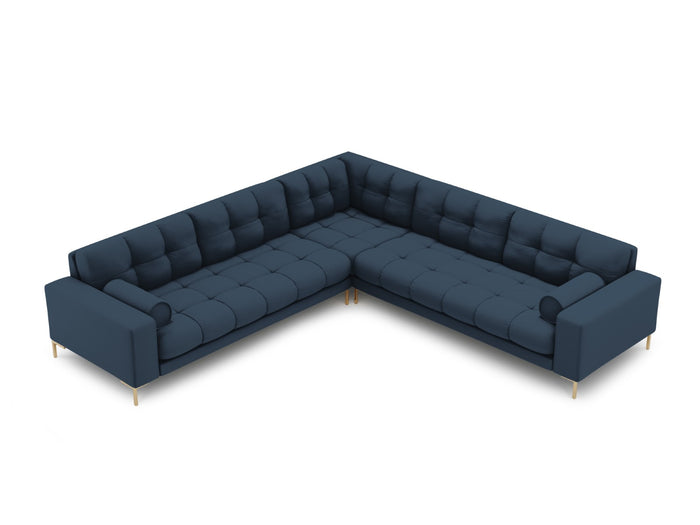 Cosmopolitan Design - Divano angolare reversibile "Bali" 6 posti in tessuto strutturato blu 