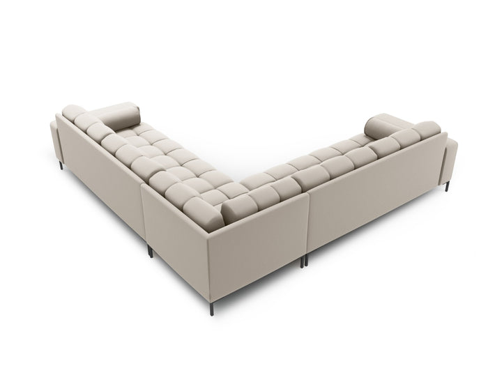 Cosmopolitan Design - Divano angolare reversibile "Bali" 6 posti in tessuto strutturato beige 