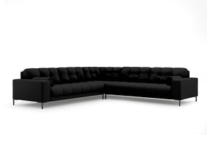 Cosmopolitan Design - Divano angolare reversibile "Bali" 6 posti in tessuto strutturato nero 