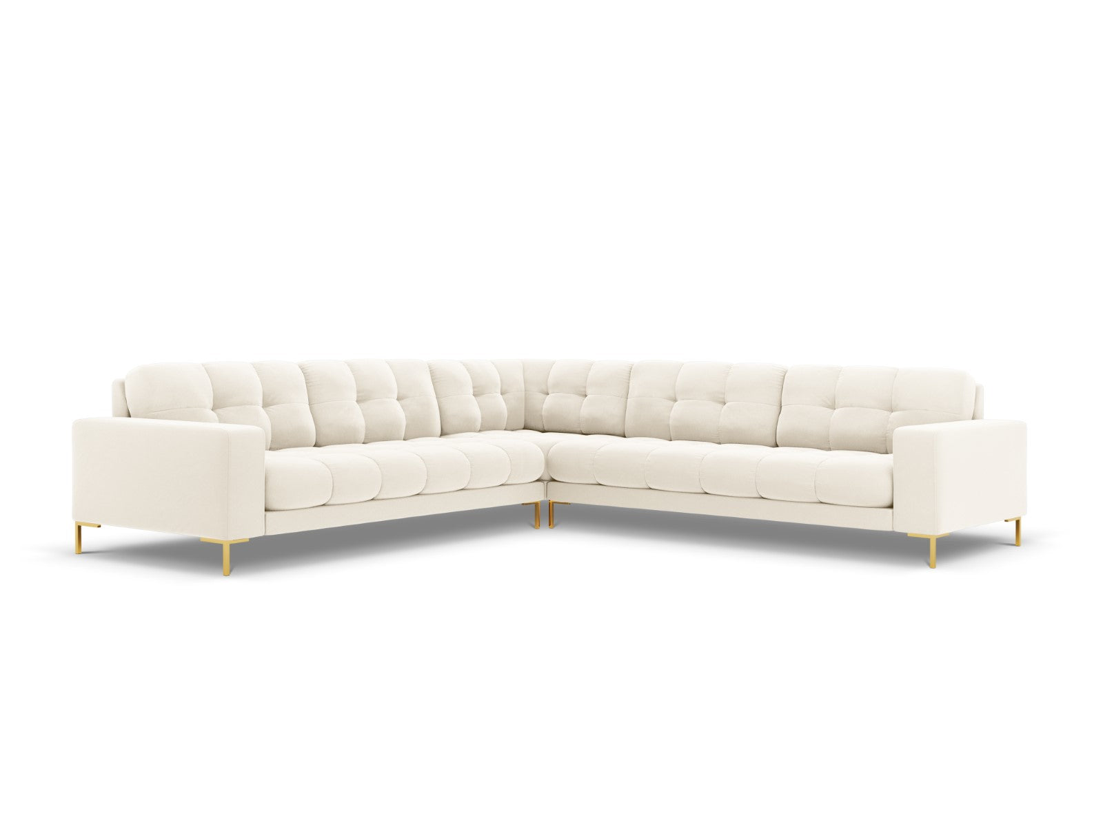 Cosmopolitan Design - Divano angolare reversibile "Bali" 6 posti in velluto beige chiaro 