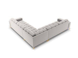 Cosmopolitan Design - Divano angolare reversibile "Bali" 6 posti in velluto argento 