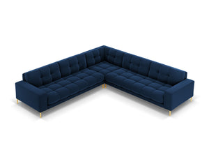 Cosmopolitan Design - Divano angolare reversibile "Bali" 6 posti in velluto blu reale 