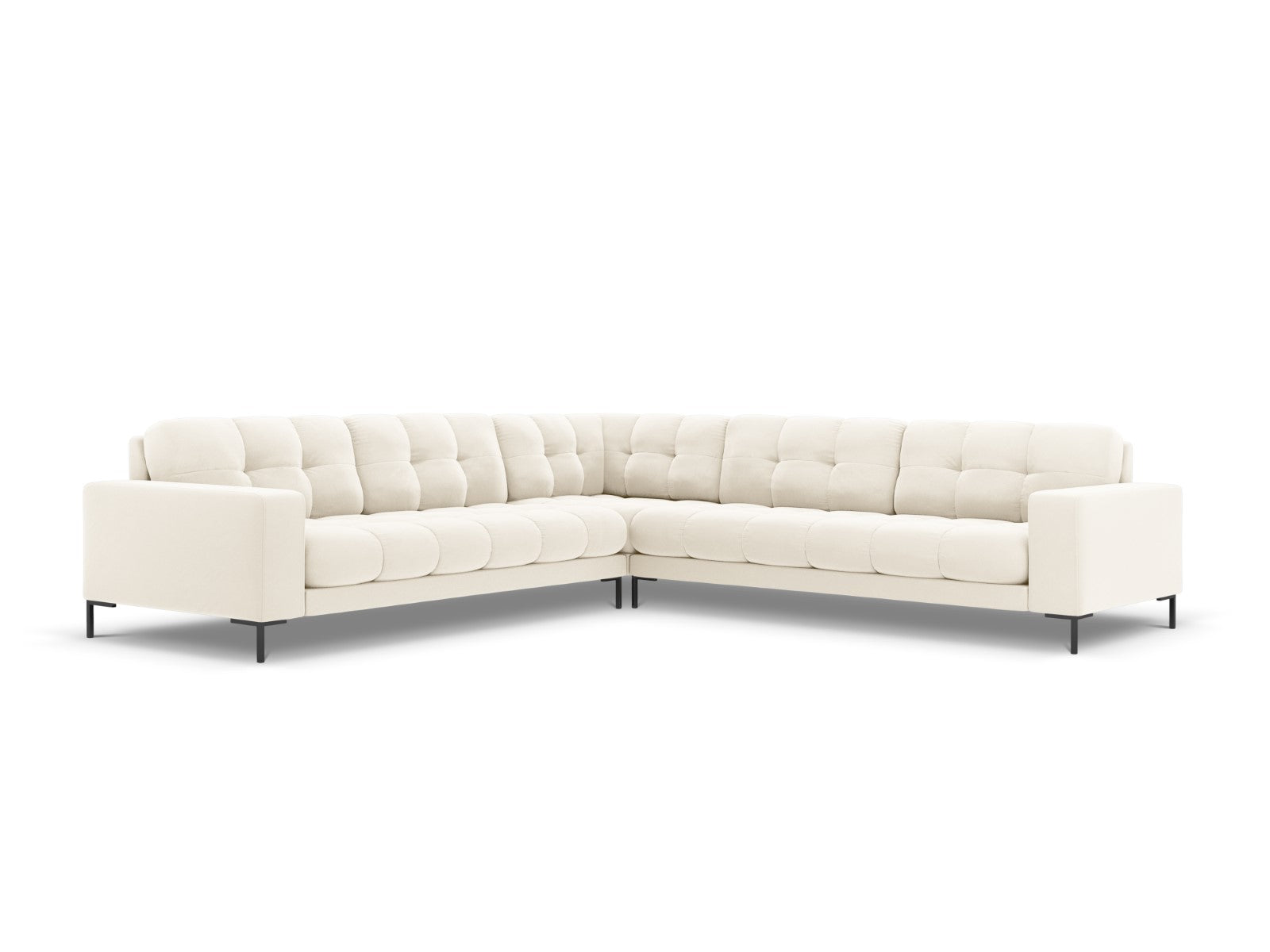 Cosmopolitan Design - Divano angolare reversibile "Bali" 6 posti in velluto beige chiaro 