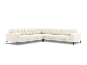 Cosmopolitan Design - Divano angolare reversibile "Bali" 6 posti in velluto beige chiaro 