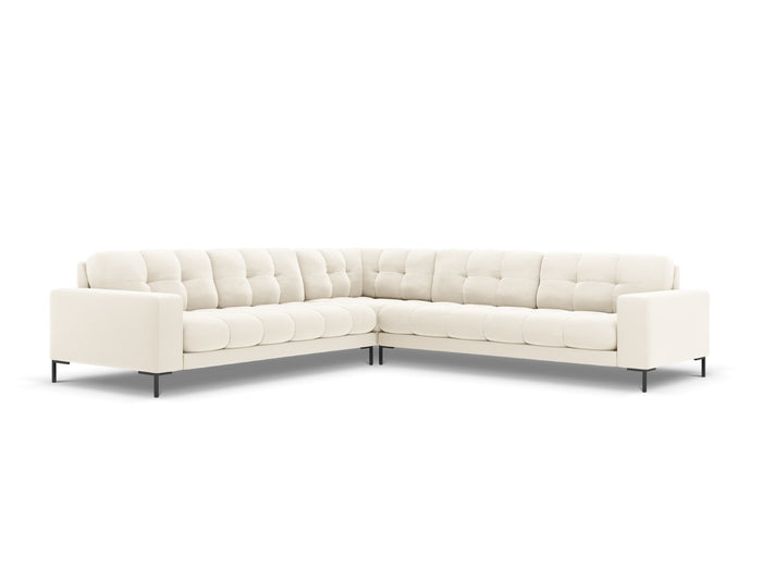 Cosmopolitan Design - Divano angolare reversibile "Bali" 6 posti in velluto beige chiaro 