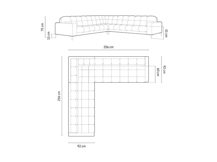 Cosmopolitan Design - Divano angolare reversibile "Bali" 6 posti in velluto grigio scuro 