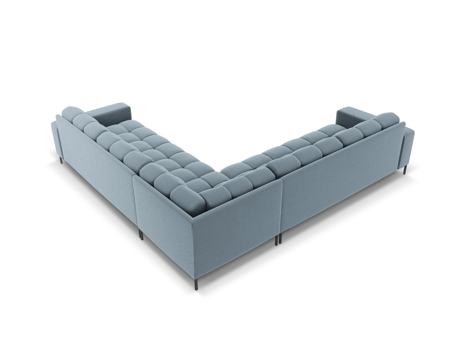 Cosmopolitan Design - Divano angolare reversibile "Bali" 6 posti in velluto azzurro 