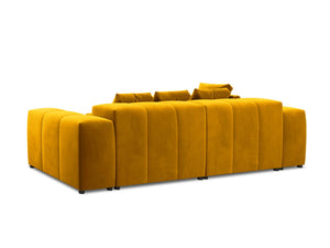 Cosmopolitan Design - Divano angolare modulare reversibile "Rome" 5 posti in velluto giallo 