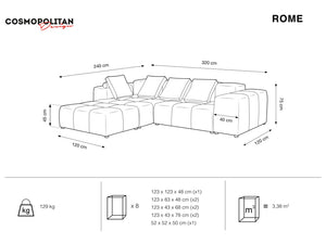 Cosmopolitan Design - Divano angolare modulare reversibile "Rome" 5 posti in velluto giallo 