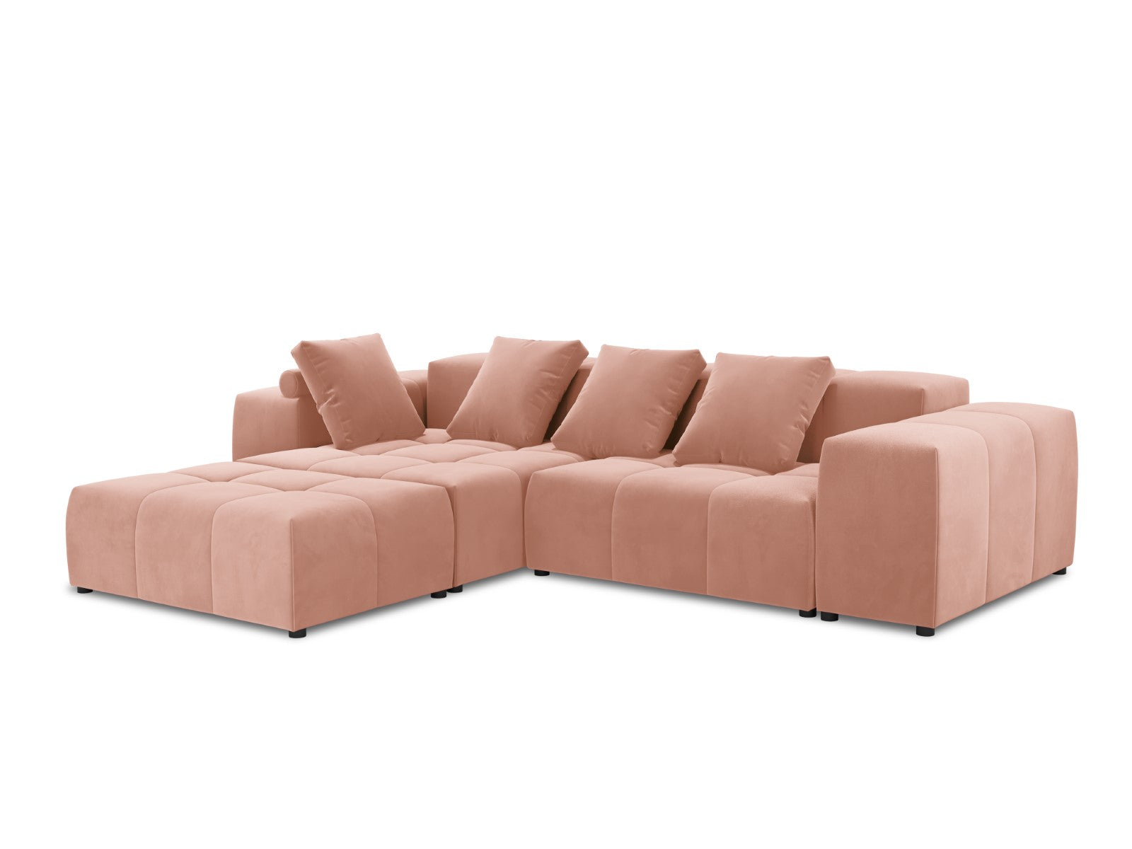 Cosmopolitan Design - Divano angolare modulare reversibile "Rome" 5 posti in velluto rosa 