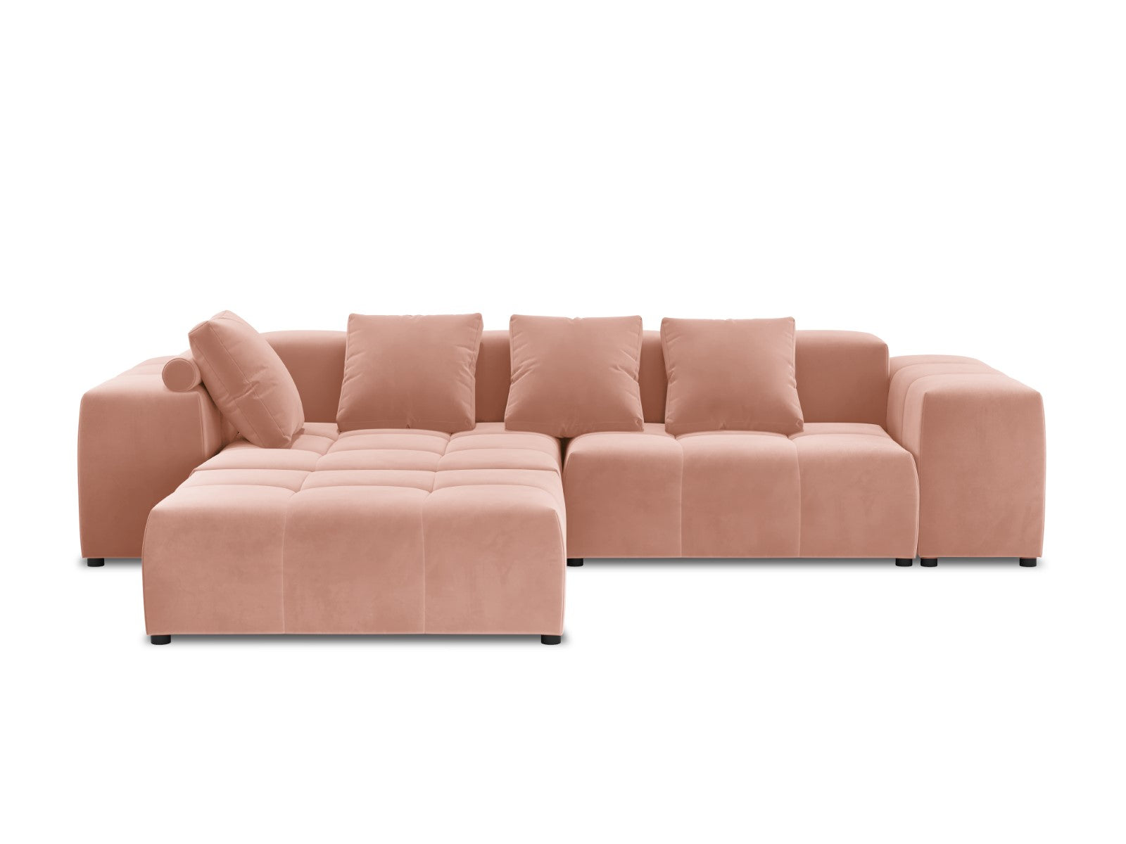 Cosmopolitan Design - Divano angolare modulare reversibile "Rome" 5 posti in velluto rosa 