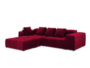 Cosmopolitan Design - Divano angolare modulare reversibile "Rome" 5 posti in velluto rosso 