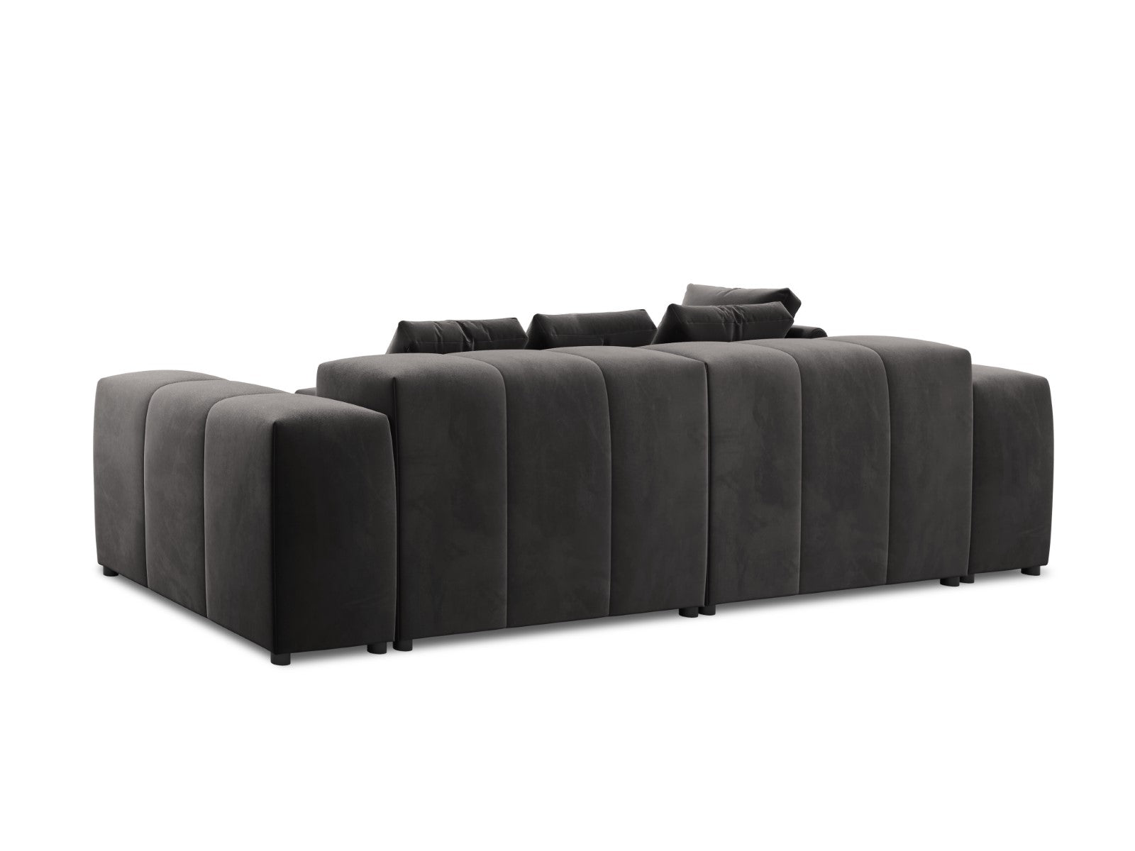 Cosmopolitan Design - Divano angolare modulare reversibile "Rome" 5 posti in velluto grigio scuro 