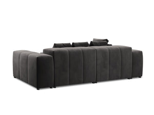 Cosmopolitan Design - Divano angolare modulare reversibile "Rome" 5 posti in velluto grigio scuro 