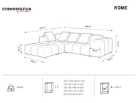 Cosmopolitan Design - Divano angolare modulare reversibile "Rome" 5 posti in velluto nero 