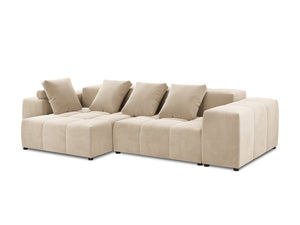 Cosmopolitan Design - Divano angolare modulare reversibile "Rome" 4 posti in velluto beige 