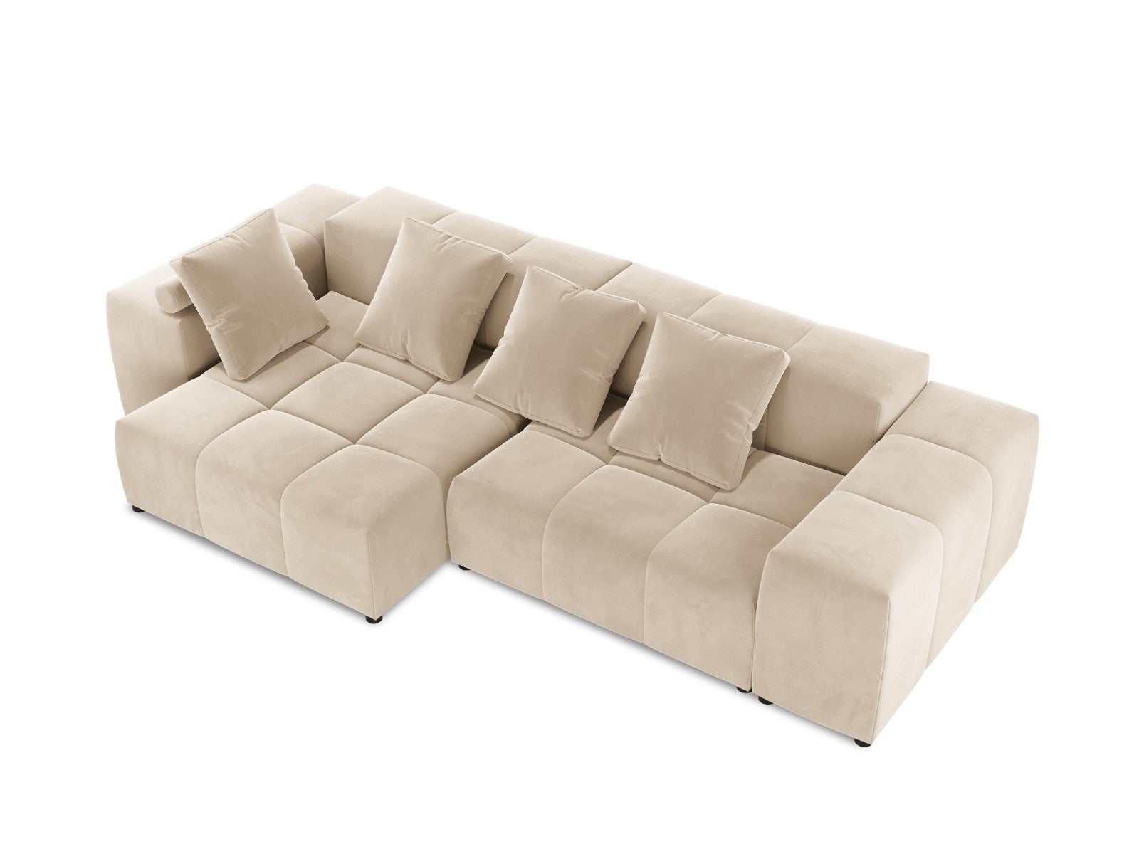 Cosmopolitan Design - Divano angolare modulare reversibile "Rome" 4 posti in velluto beige 