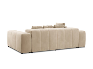 Cosmopolitan Design - Divano angolare modulare reversibile "Rome" 4 posti in velluto beige 