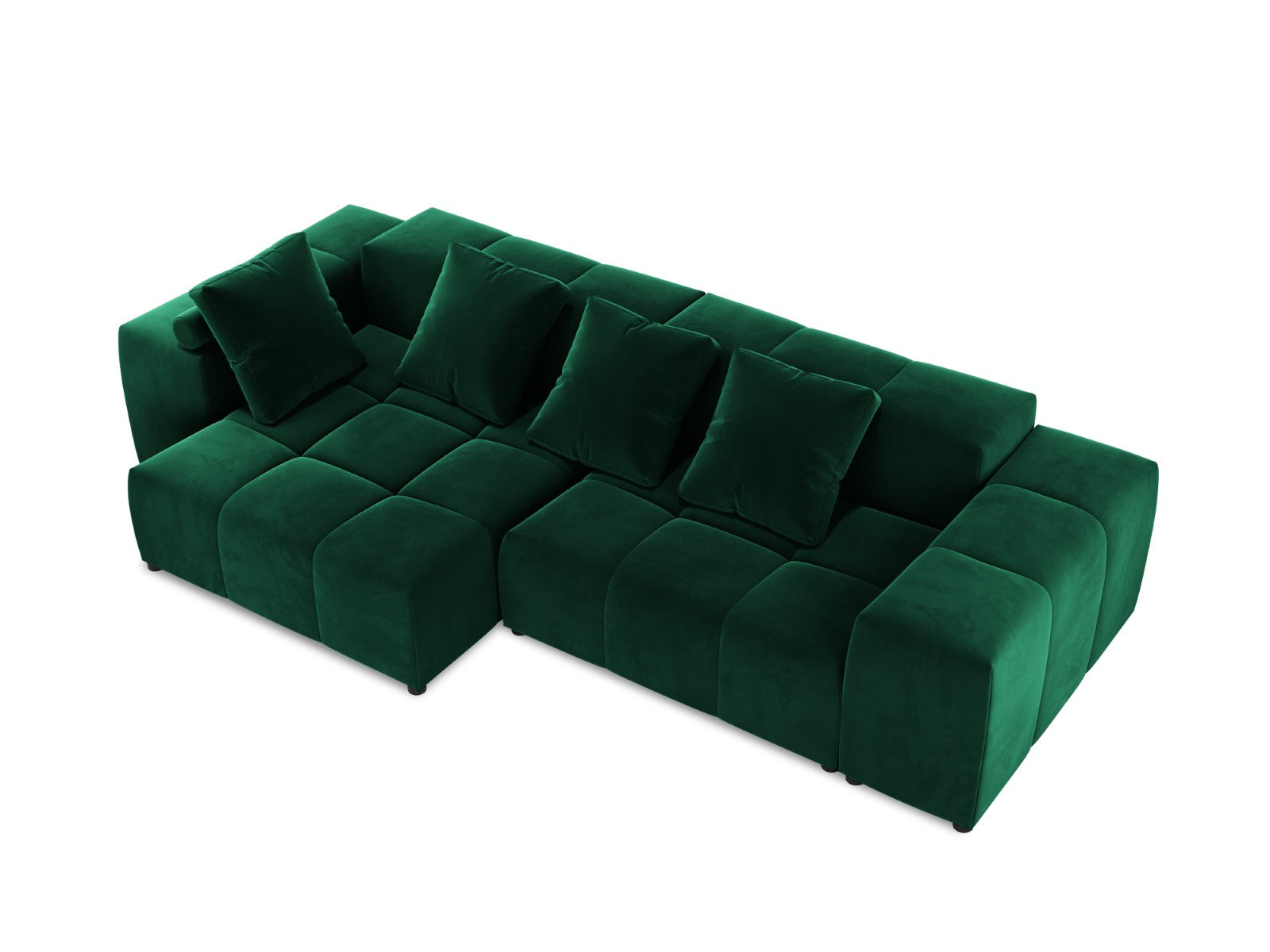 Cosmopolitan Design - Divano angolare modulare reversibile "Rome" 4 posti in velluto verde bottiglia 