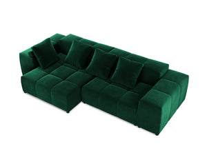 Cosmopolitan Design - Divano angolare modulare reversibile "Rome" 4 posti in velluto verde bottiglia 
