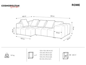 Cosmopolitan Design - Divano angolare modulare reversibile "Rome" 4 posti in velluto verde bottiglia 